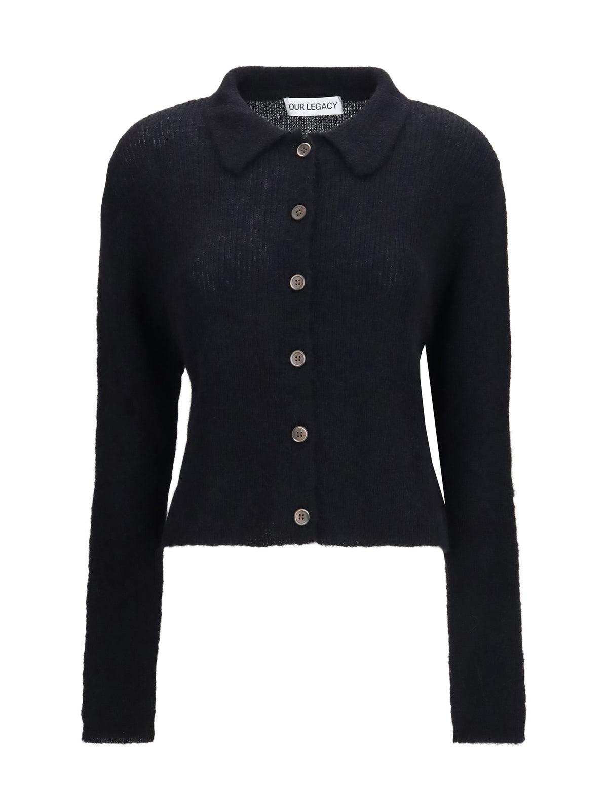 Our Legacy Mazzy Polo Sweater in alpaca blend - Black Fuzzy