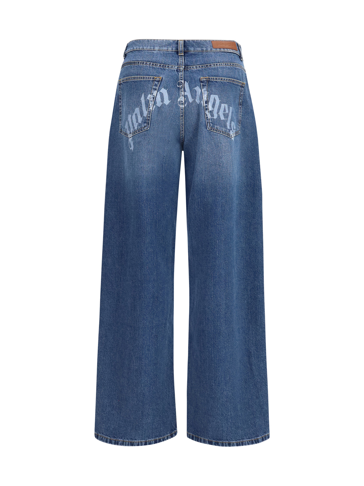Palm Angels Wide-leg Jeans with back logo - Medium Blue