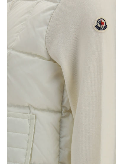 Moncler Quilted wool Padded Cardigan with zip - Natural