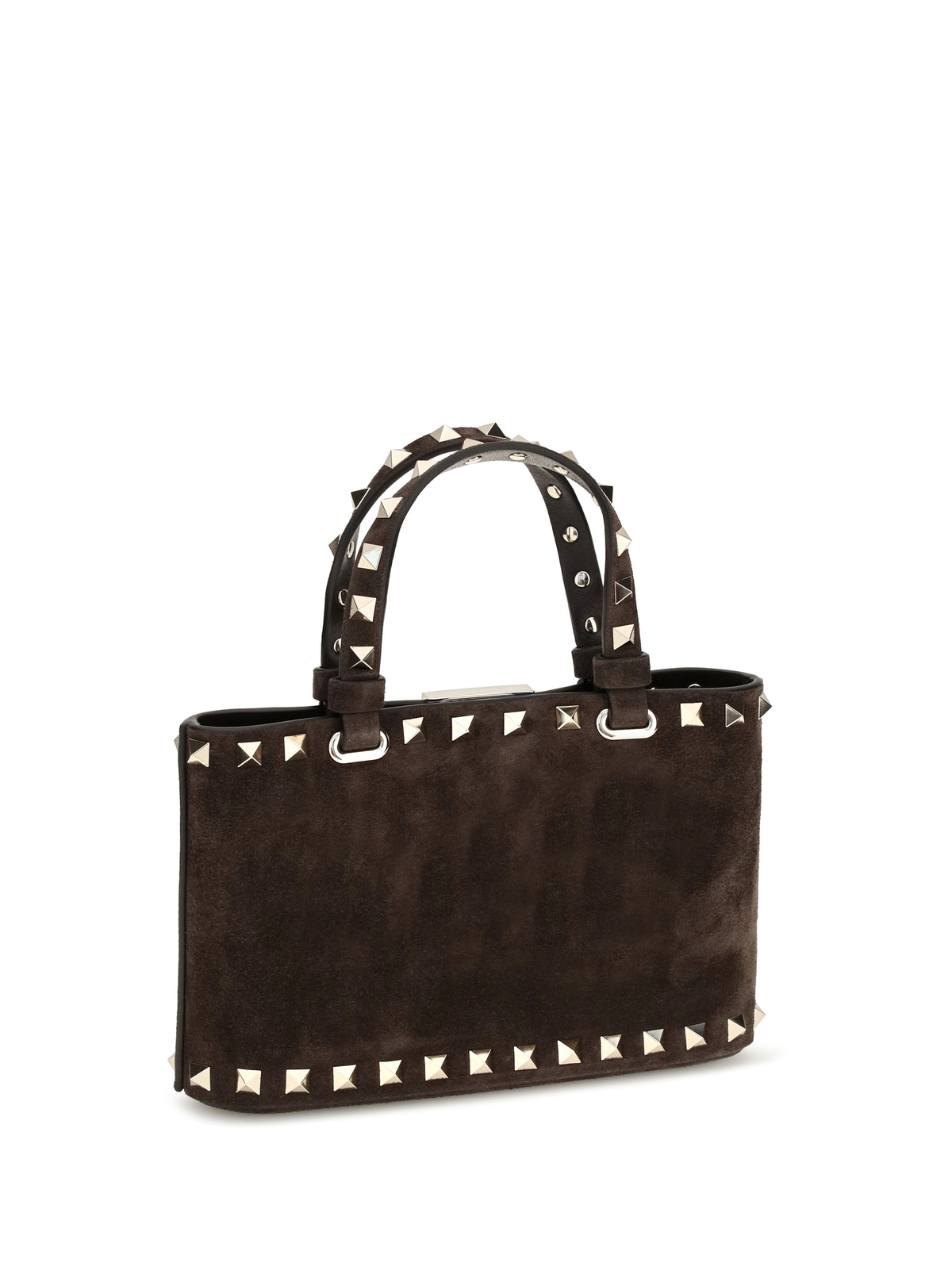 Valentino Garavani Suede Rockstud mini Handbag - Ebony Brown