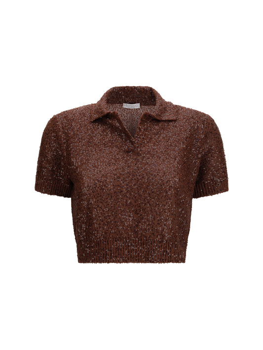 BRUNELLO CUCINELLI Linen, cashmere and silk Top with sequins