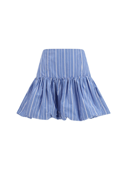 Ganni Striped mini balloon Skirt - Nouvean Navy