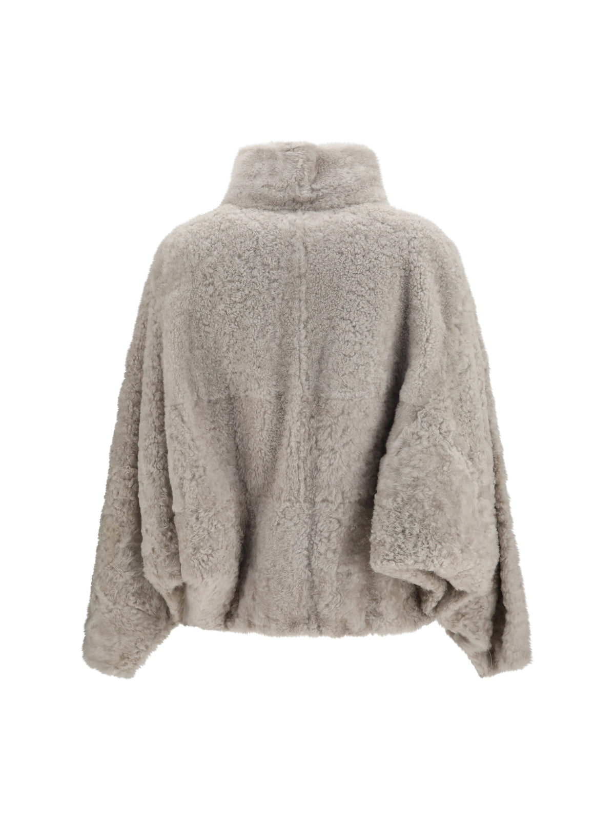 Brunello Cucinelli High-neck shearling Jacket - Stone