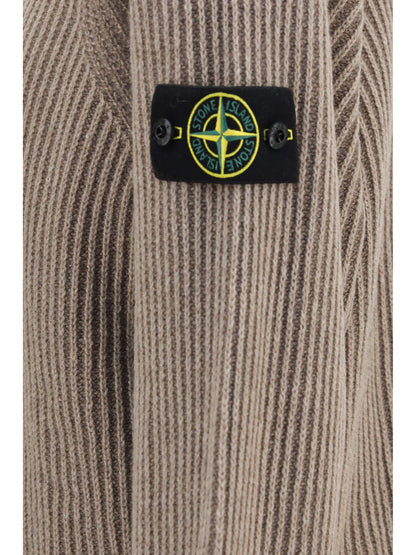 Stone Island Hooded zip-up Sweater - Biscuit