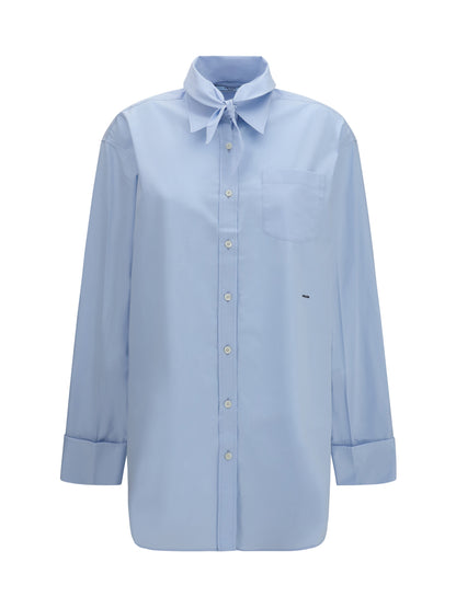Prada Oversized Shirt with pocket and embroidered logo - Astro