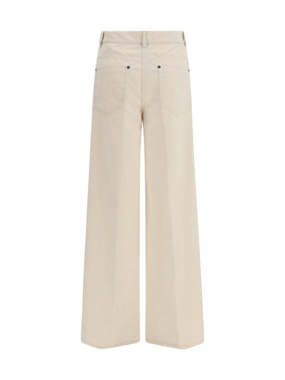 Forte_forte Wide leg Jeans in flocked denim - Ivory