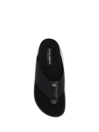 Dolce & Gabbana Logo thong Sandals - Black