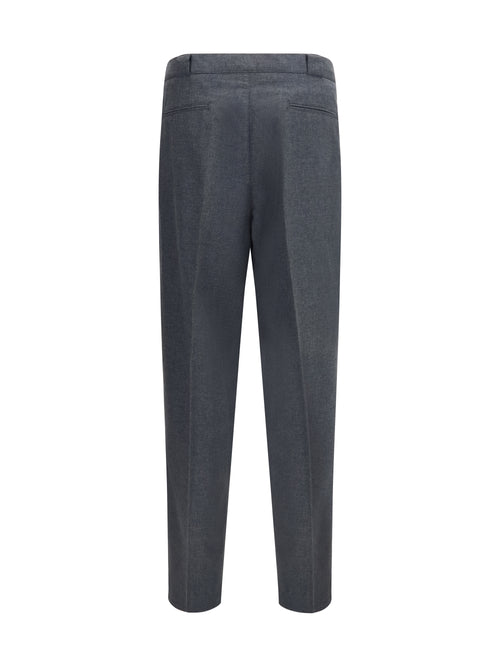 Brunello Cucinelli Virgin wool, cotton and silk mouliné canvas pleated Pants - Anthracite