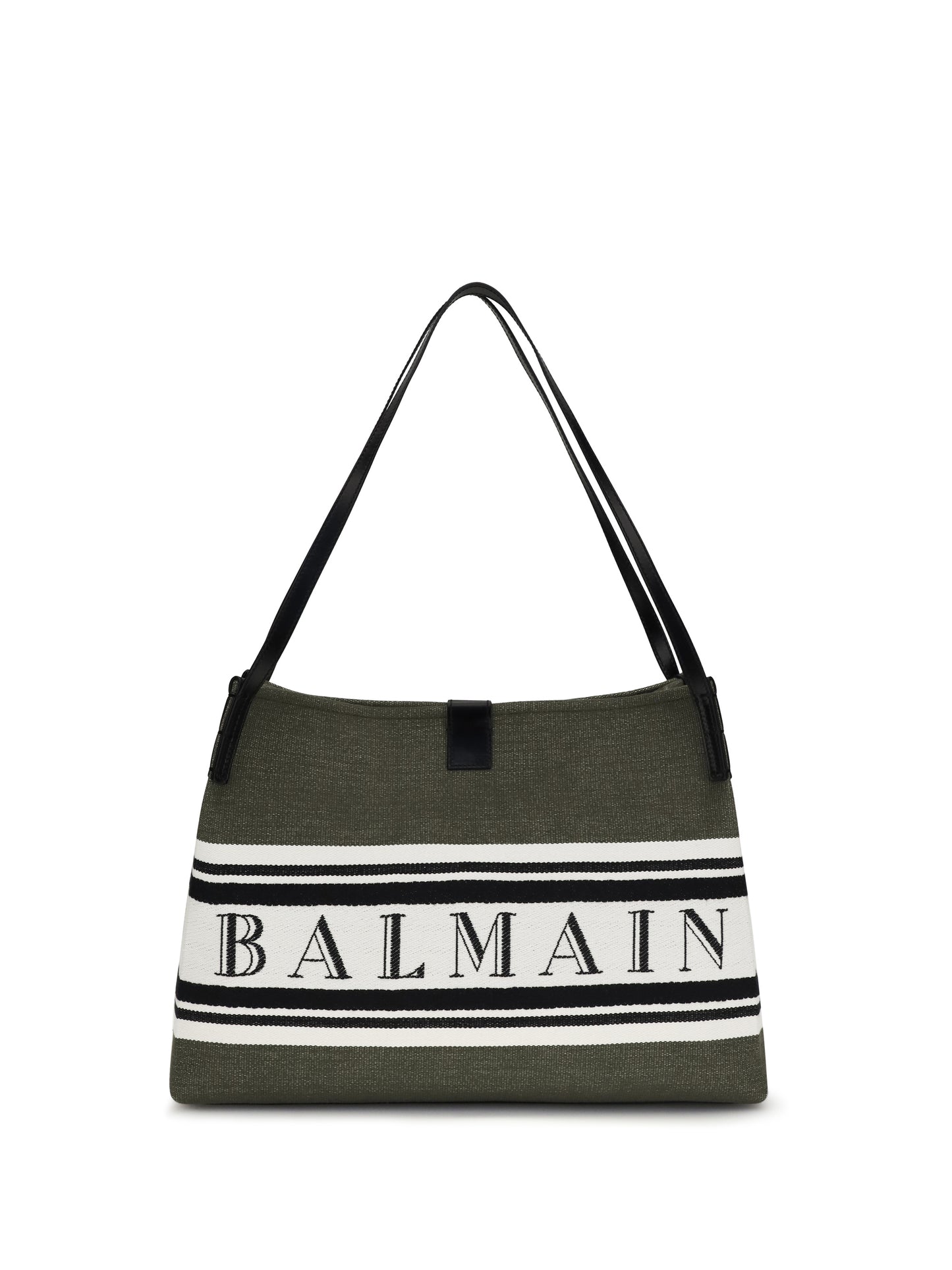 BALMAIN Medium canvas and leather Release Tote