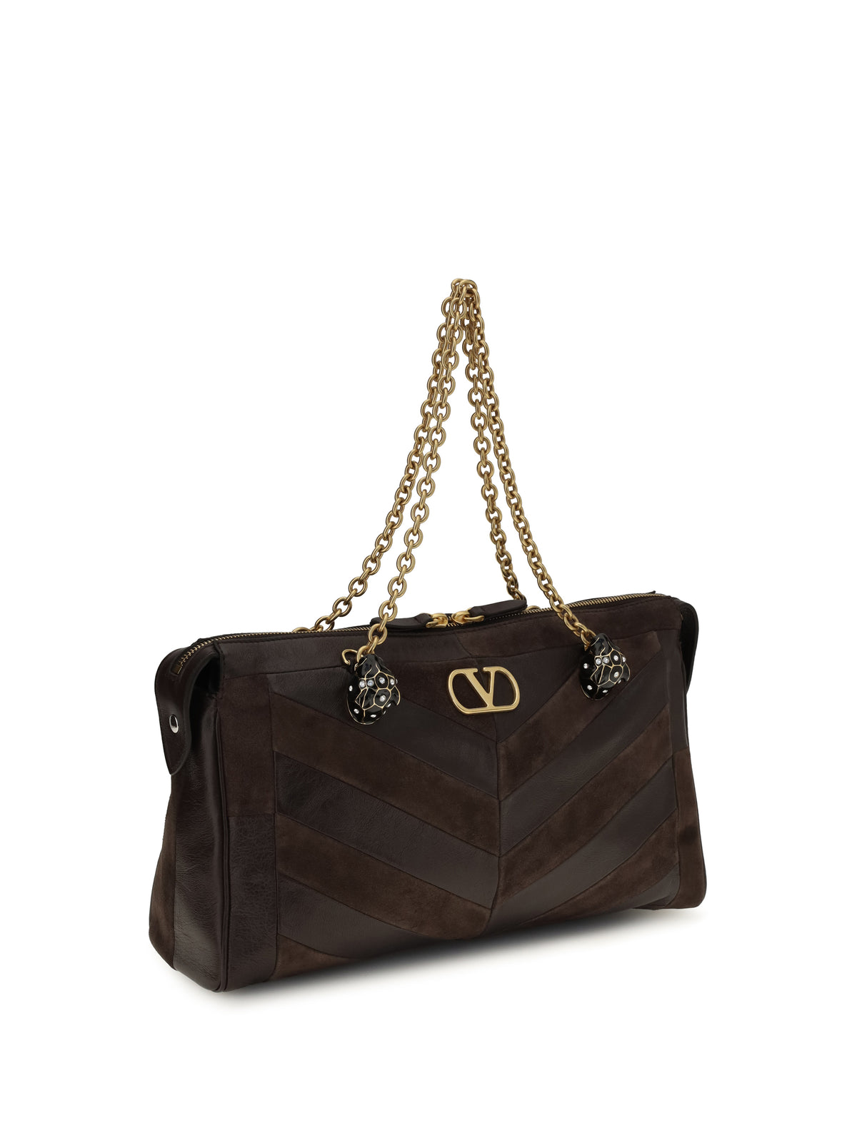 Valentino Garavani Medium Panthea Shoulder Bag - Ebony Brown/Oak Brown