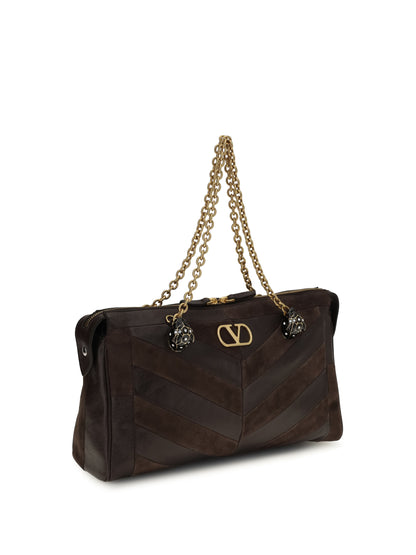 Valentino Garavani Medium Panthea Shoulder Bag - Ebony Brown/Oak Brown