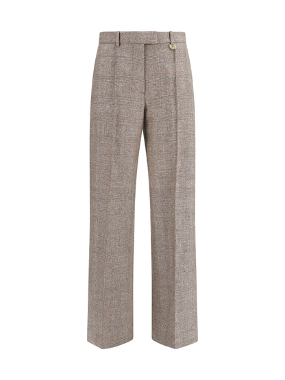 Burberry Tailored linen and wool-blend Pants - Soap Beige/Brown Chk