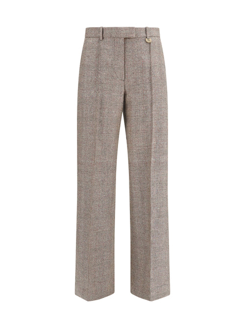 Burberry Tailored linen and wool-blend Pants - Soap Beige/Brown Chk