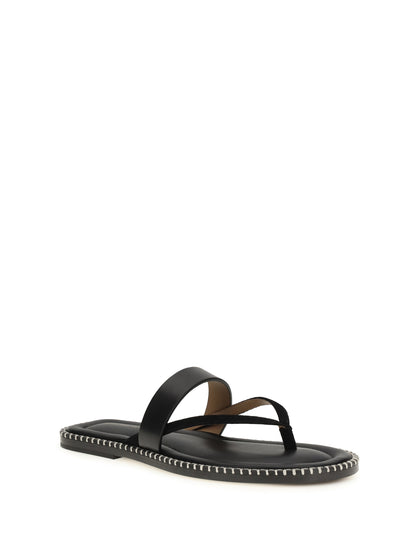Dries Van Noten Slip-on leather Sandals with sequins - Black