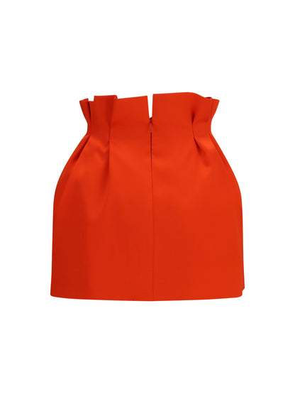 Magda Butrym Silk Mini Skirt with ruffled waist - Red