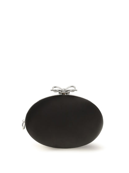 Self-Portrait Oval satin Clutch - Black