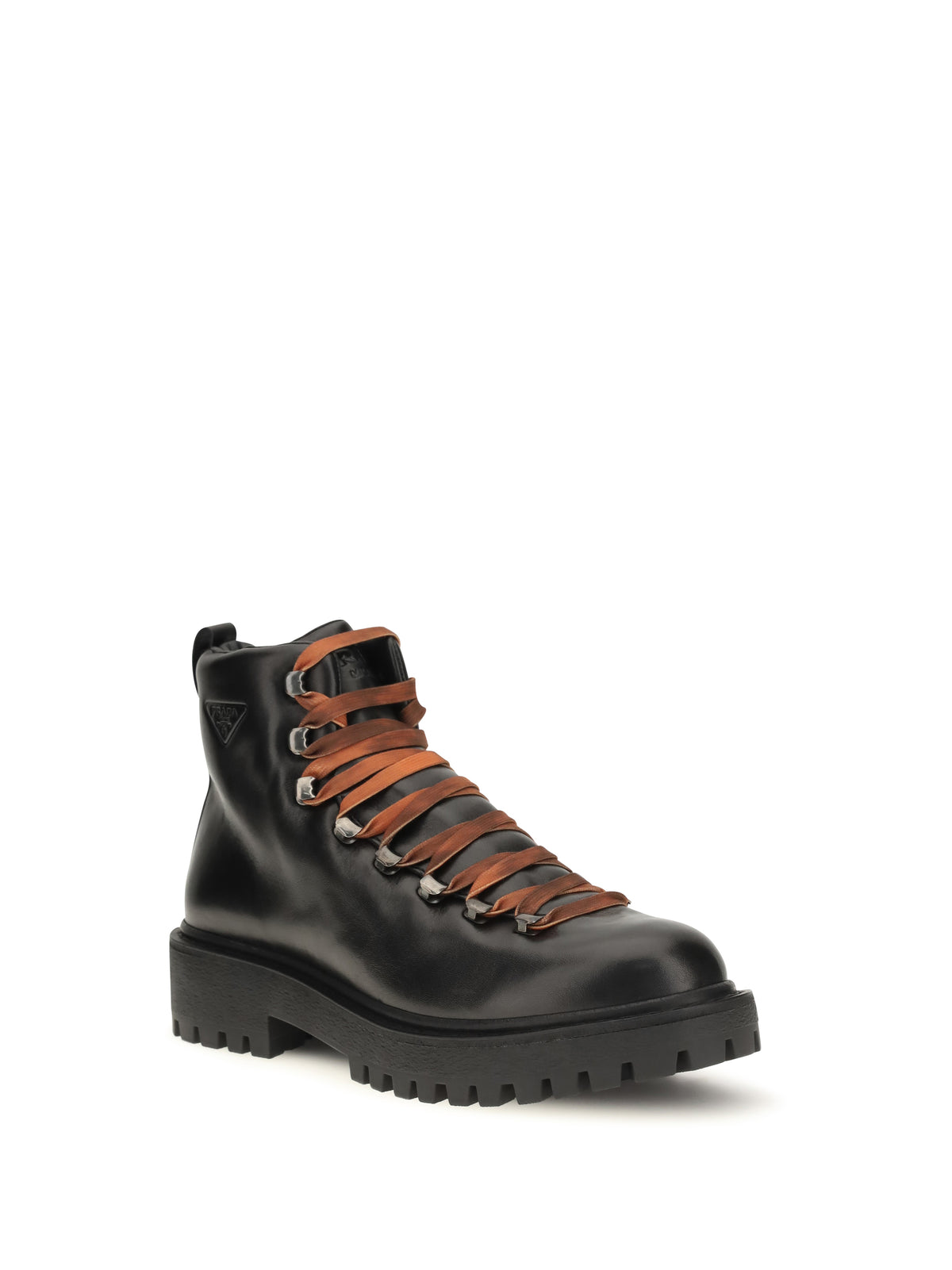 Prada Leather lace-up Ankle Boots - Black