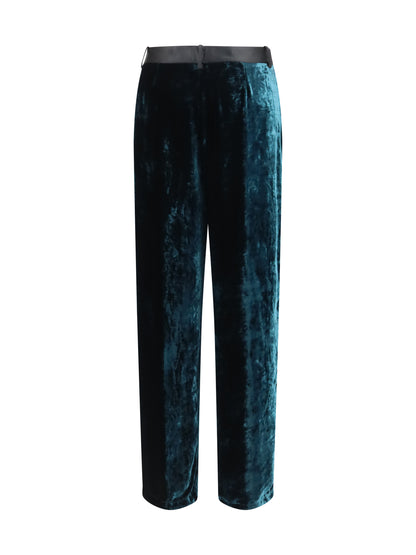 Forte_forte Moiré velvet tuxedo Pants - Woods