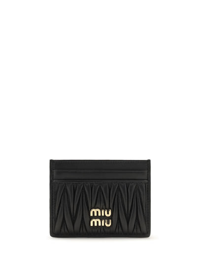 Miu Miu Matelassé nappa leather Card Holder - Black