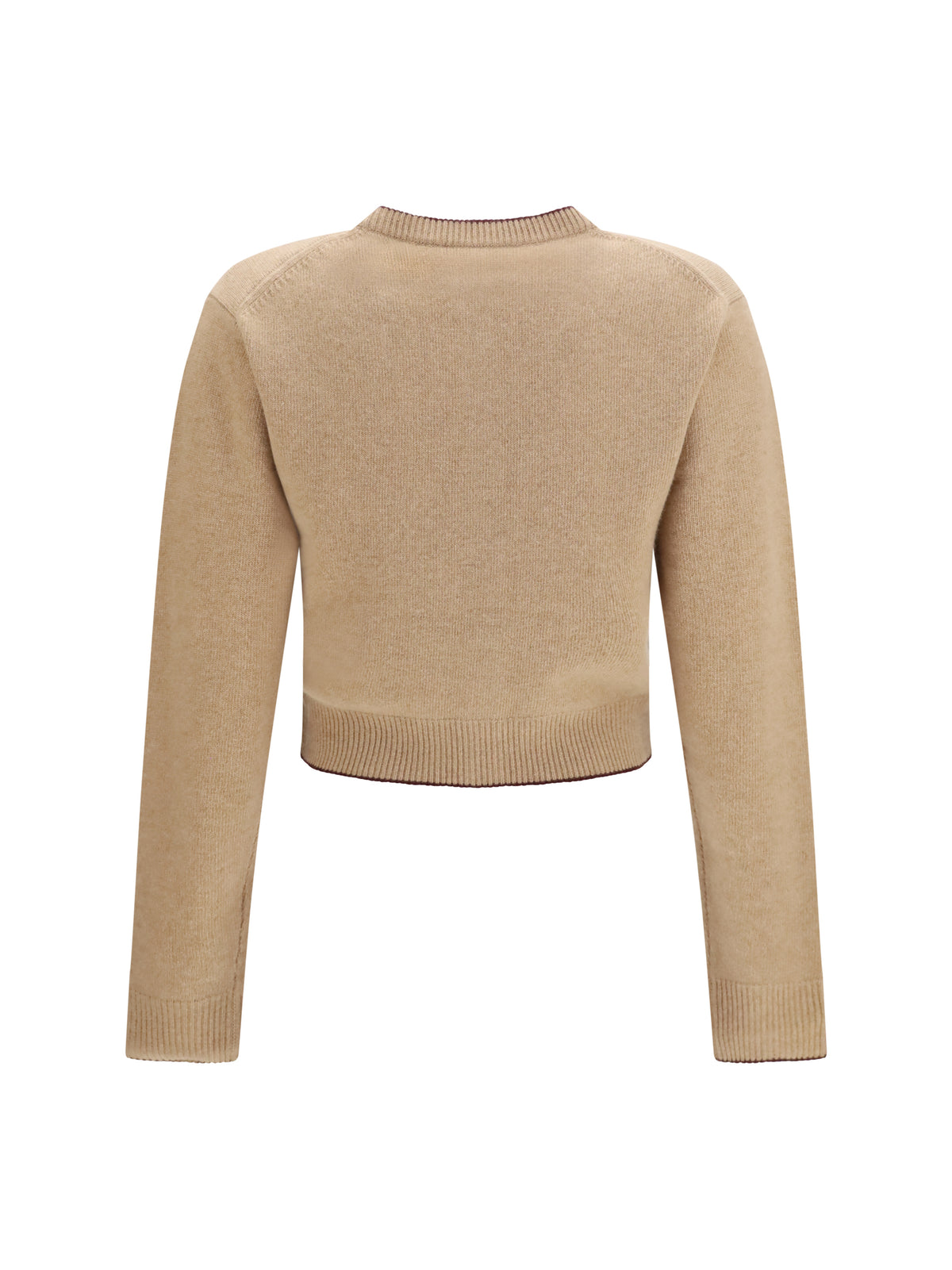 Chloé Fitted logo Cardigan in wool and cashmere - Bleached Brown