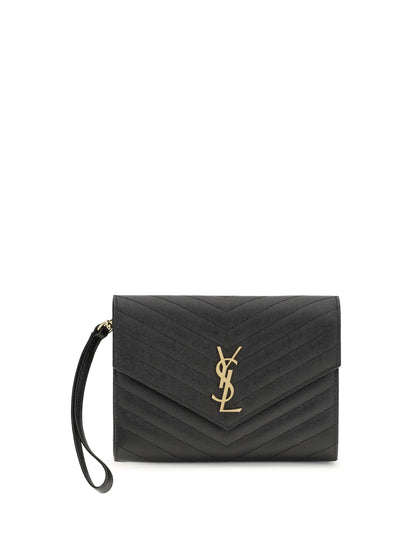 Saint Laurent Leather Clutch - Black
