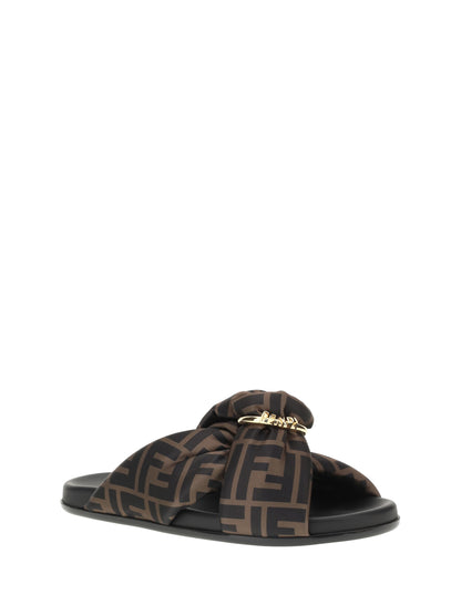 FENDI Satin Slide Sandals