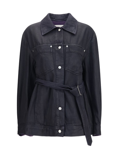 Dries Van Noten Cropped cotton Jacket with belt - Black