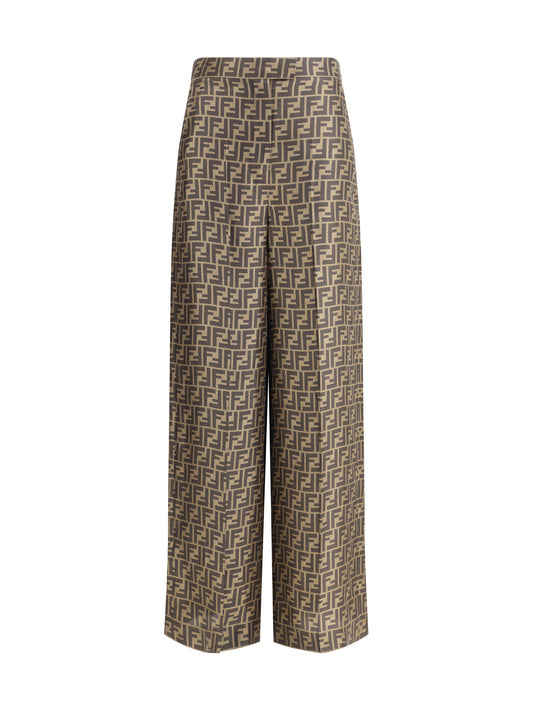 FENDI Monogram pattern silk Pants