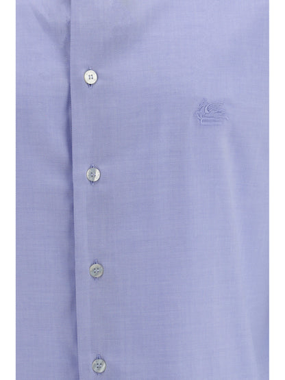 Etro Roma cotton Shirt with Pegaso logo - Light Blue