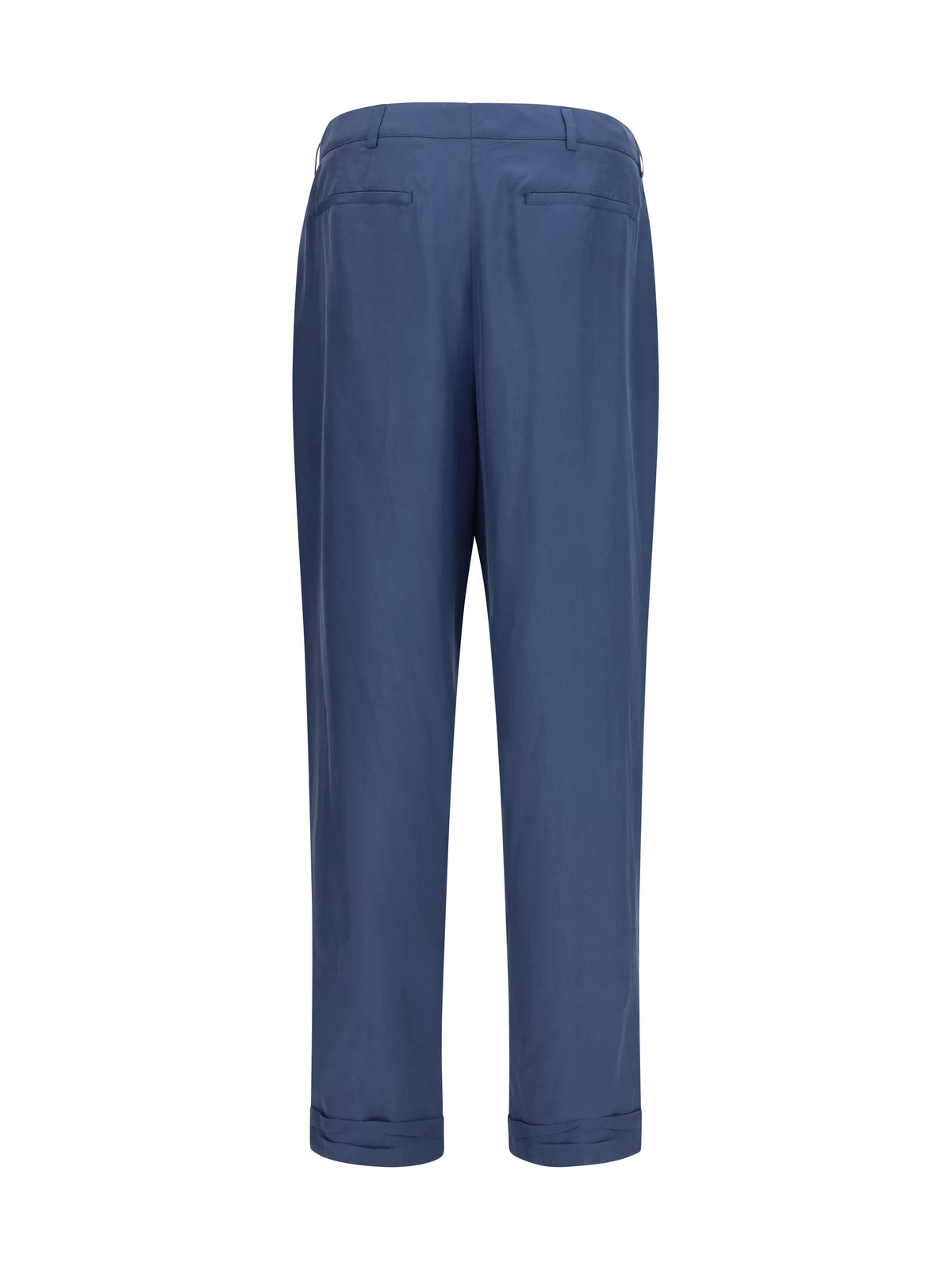 Saint Laurent Tailored Pants with habutai silk belt - Bluette