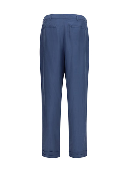 Saint Laurent Tailored Pants with habutai silk belt - Bluette