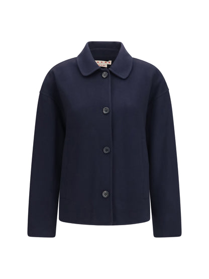 Marni Wool Jacket with logo embroidery - Ultramarine