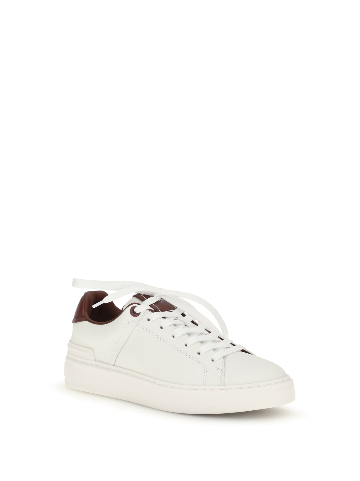 Balmain B-Court leather Sneakers - Blanc/Lie De Vin