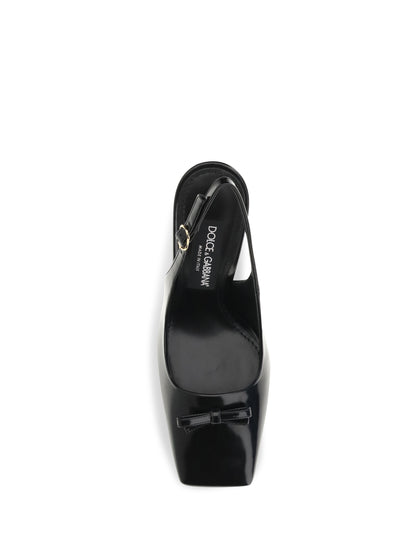 Dolce & Gabbana Leather Slingback Pumps - Black