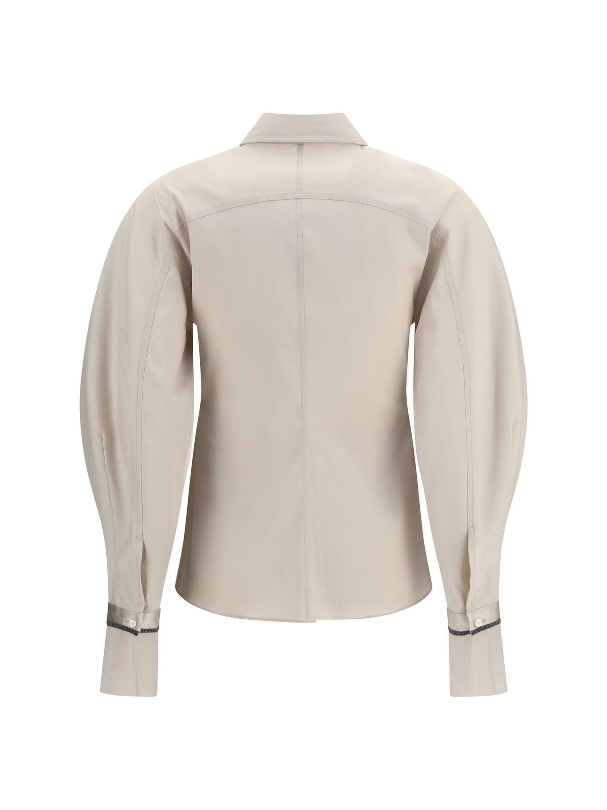 Brunello Cucinelli Stretch Cotton poplin Shirt with shiny silk cuffs - Acqua Di Riso