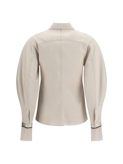 Brunello Cucinelli Stretch Cotton poplin Shirt with shiny silk cuffs - Acqua Di Riso