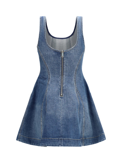 SELF-PORTRAIT Denim flared mini Dress