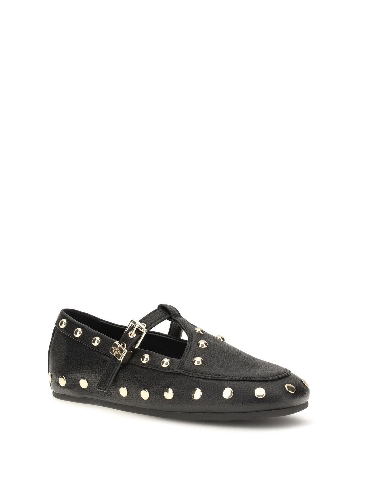 Ganni Mary Jenny studded Ballerinas in pebbled leather - Black