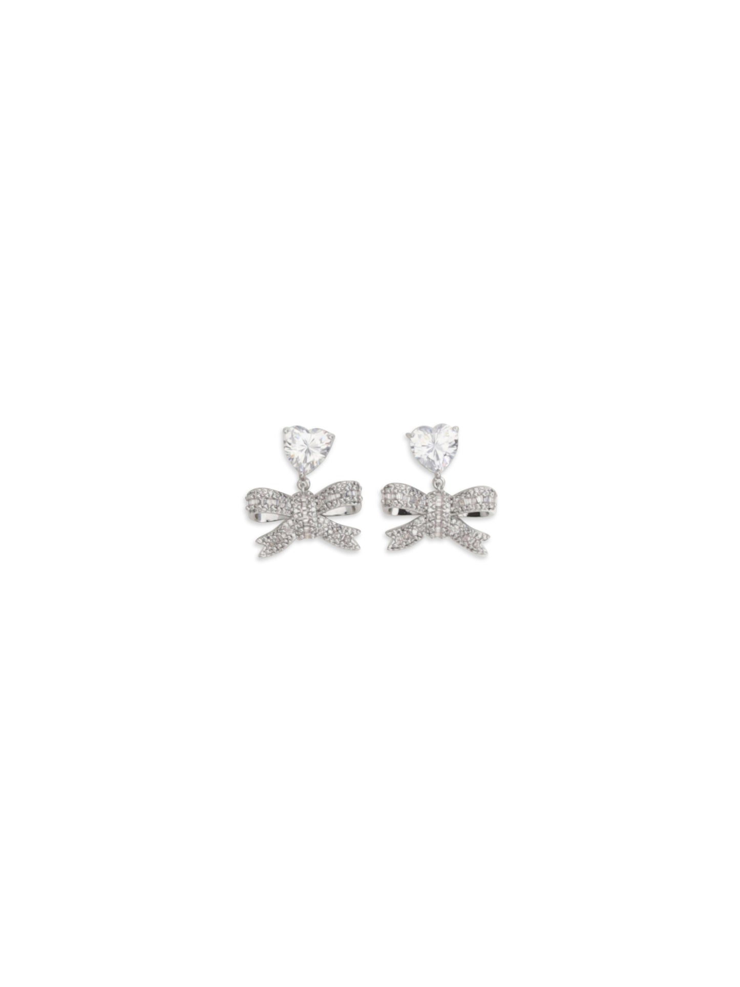 SELF-PORTRAIT Heart-shaped crystal bow drop Earrings