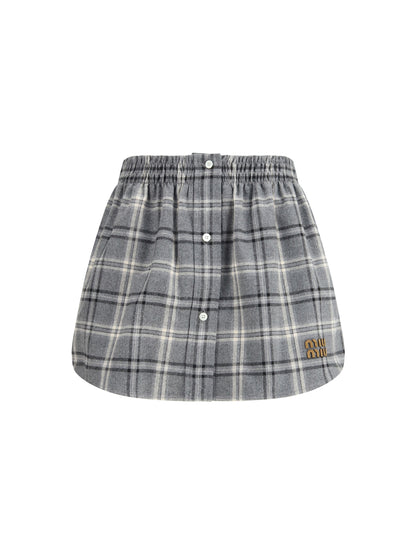 Miu Miu Check flannel Miniskirt - Ardesia