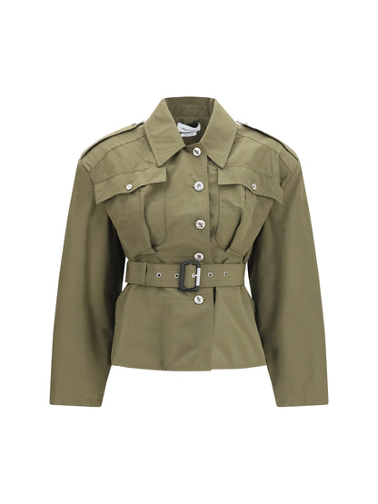 Alexander Mcqueen Cropped belted high-neck Jacket - Woodland Green