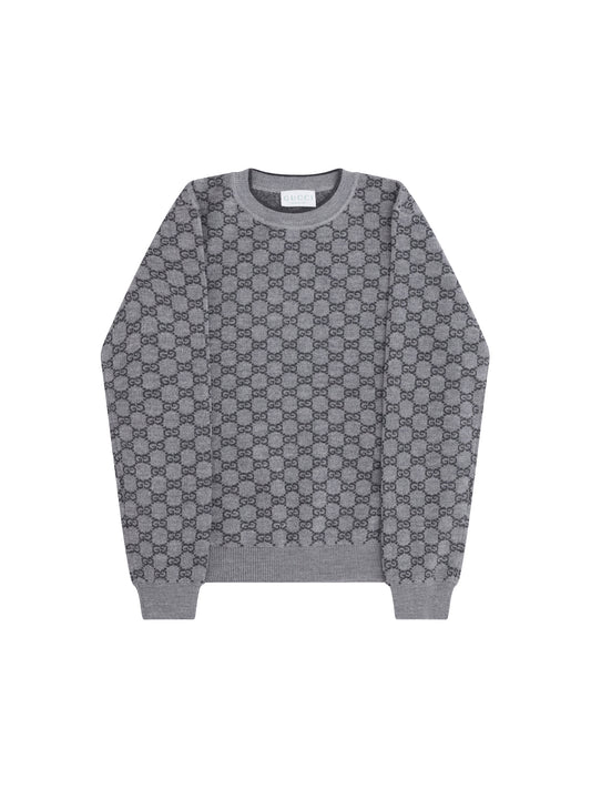 Gucci Wool Sweater for Girl - Medium Grey/Dk Grey