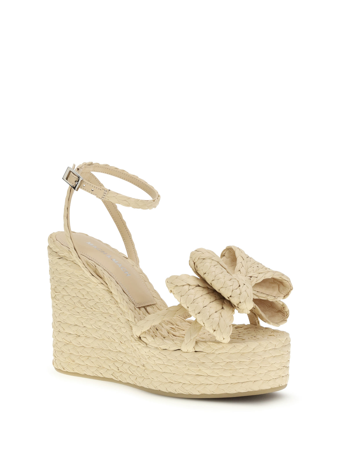 Mach & Mach Le Cadeau raffia wedge Sandals - Neutral
