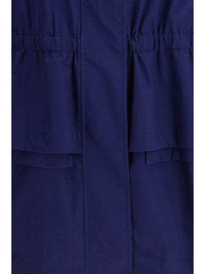 FENDI Midi poplin Parka in cotton with logo embroidery