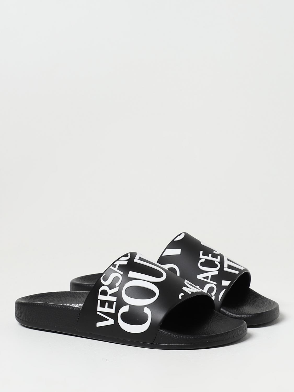サンダル VERSACE JEANS Men Sandals Black 75YA3SQ171352 899 Logo Sandals Black | VERSACE US