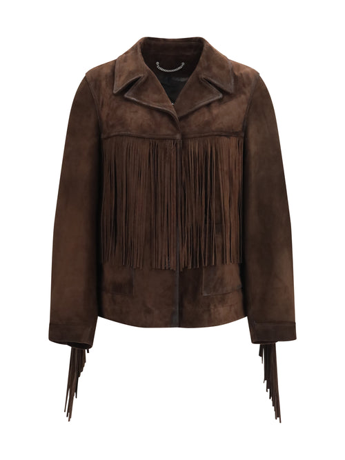 Golden Goose Journey leather Jacket with fringes - Coffee Bean