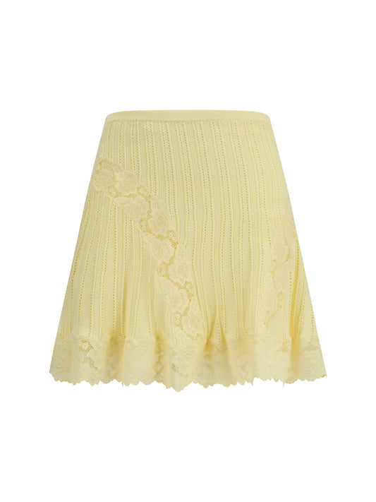 SELF-PORTRAIT Pointelle knit mini Skirt