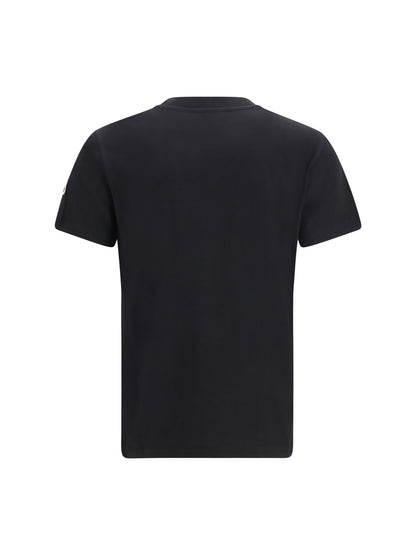 Moncler Cotton T-shirt with a tone on tone embroidered logo - Black