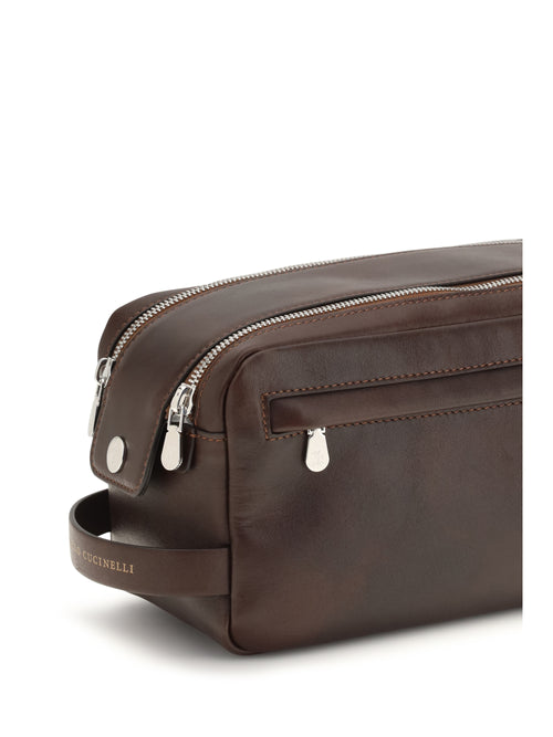 Brunello Cucinelli Leather Beauty Case - Burgundy