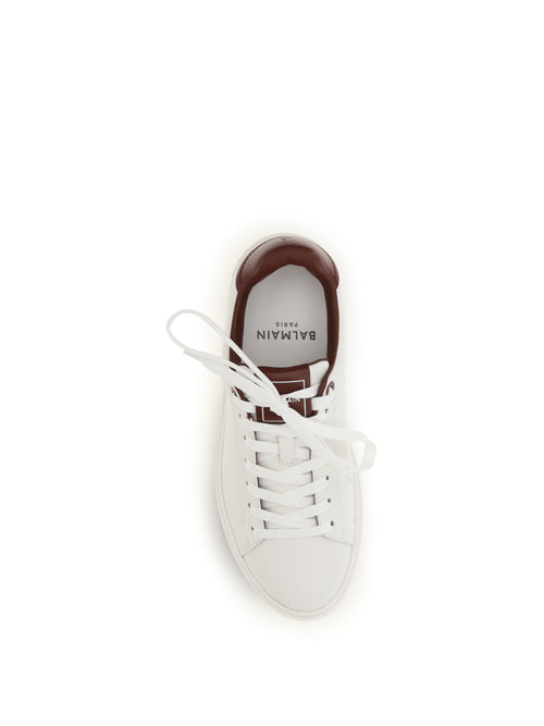 Balmain B-Court leather Sneakers - Blanc/Lie De Vin
